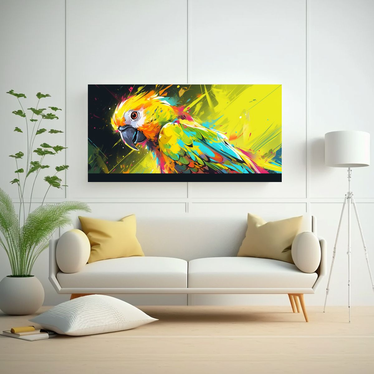 GENERICO - Cuadro Tema Mural Un Loro En Colores Vibrantes Y 80x40 Cm