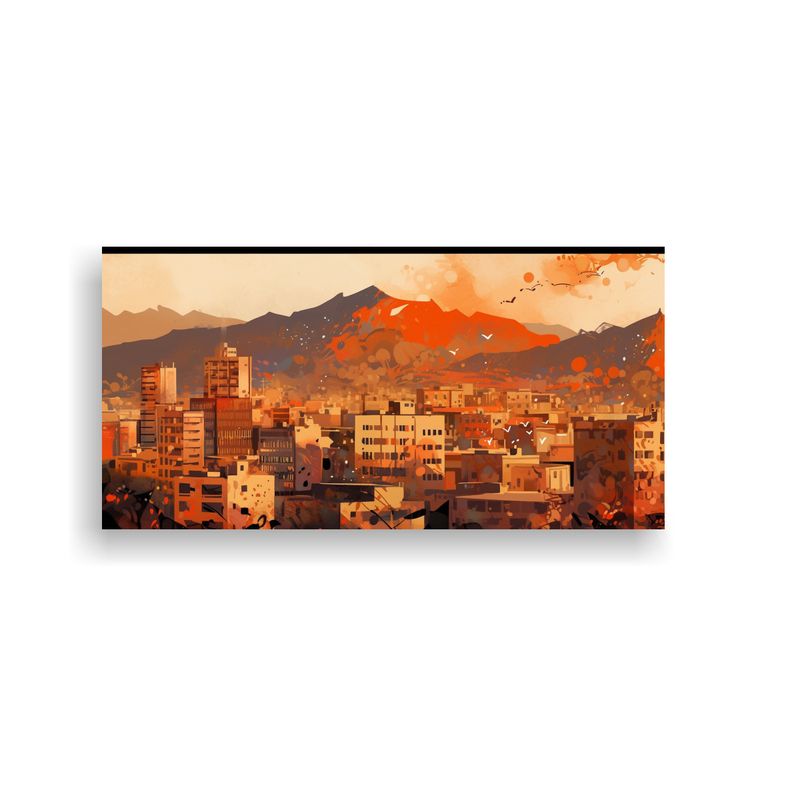 GENERICO - Lienzo De Tela Dibujo Santiago City En Chile En 80x40 Cm