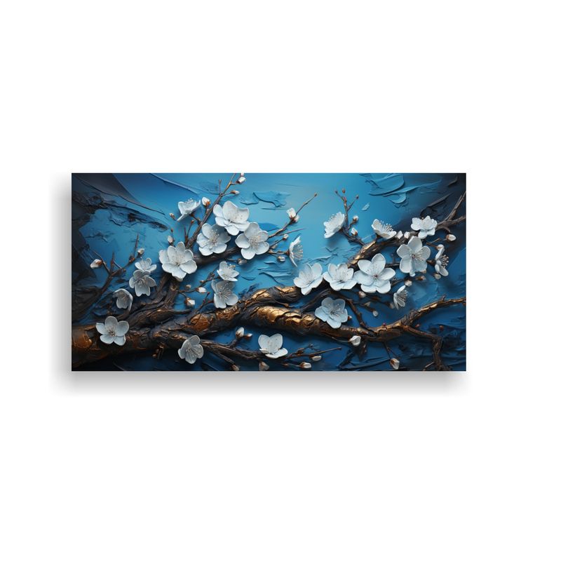 GENERICO - Pintura Cuadro árbol Cerezo En Tonos Negro Y 60x30 Cm