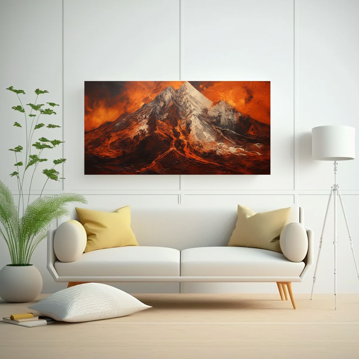 GENERICO - Pintura Abstracta De Un Volcán Con Colores 80x40 Cm