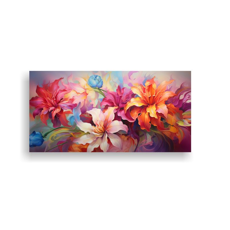 GENERICO - Cuadro Abstracto Flores Modernas En Lienzo Cálido 80x40 Cm