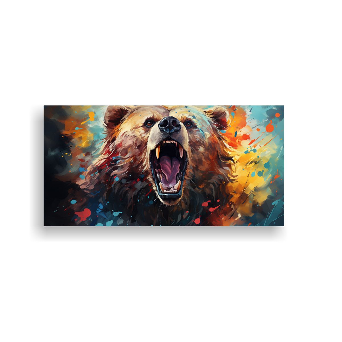GENERICO - Cuadro Vida Grizzly Oso Acuarela Colorida Estilo 60x30 Cm