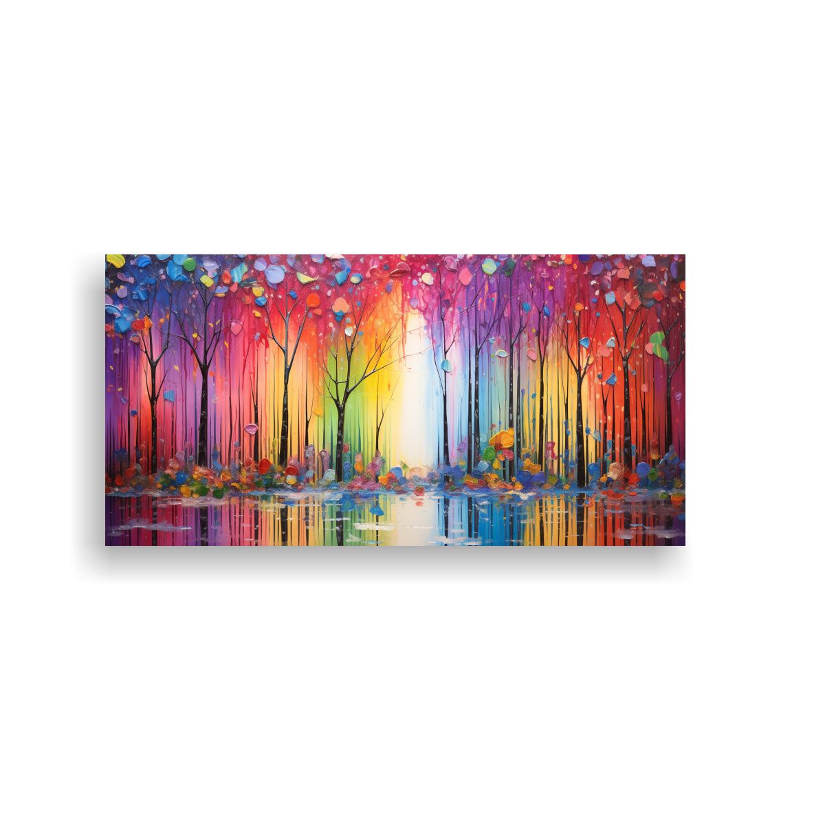 GENERICO - Cuadro Abstracto Alegre En Bastidor Con Vibrantes 60x30 Cm