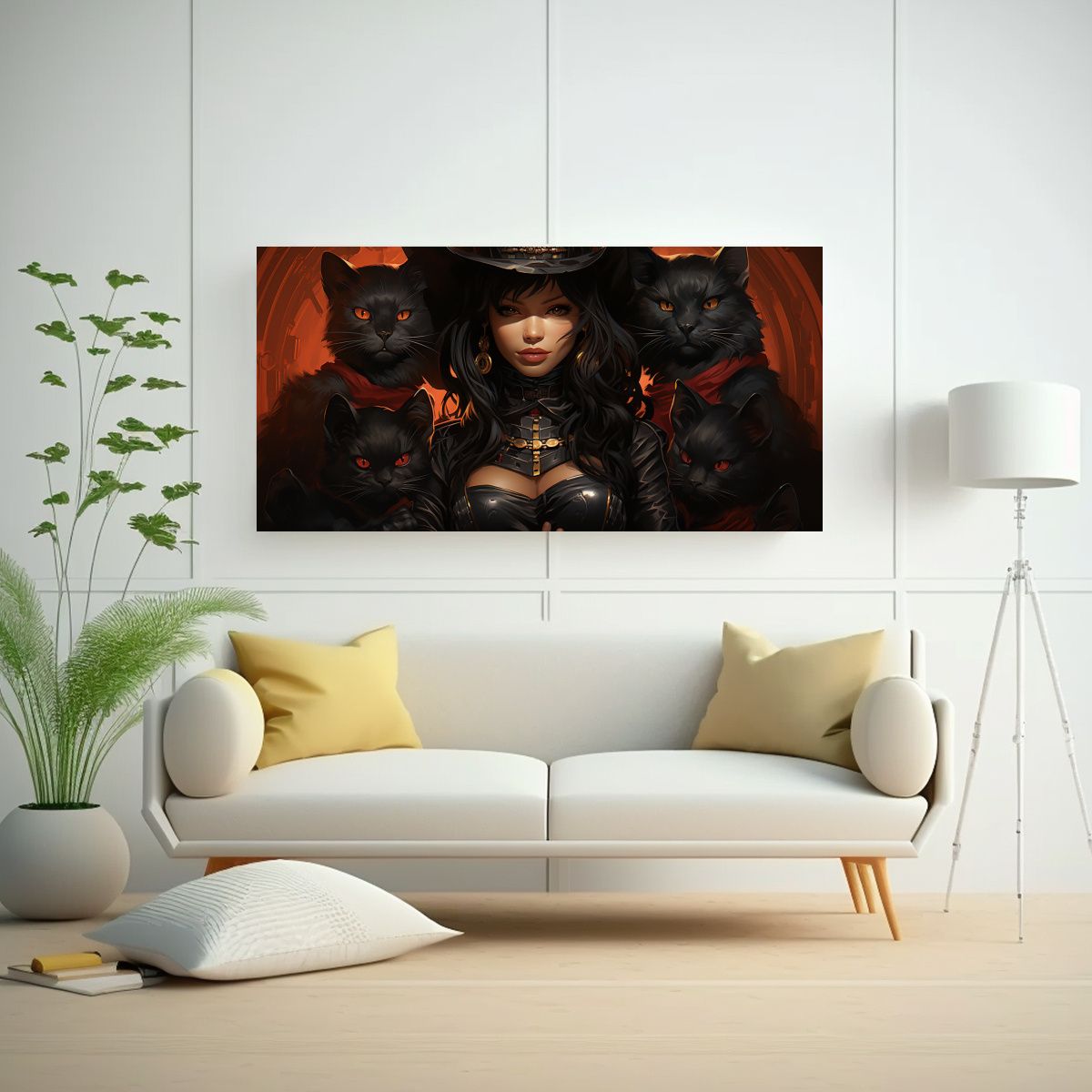 GENERICO - Pinturas Decorativas De Gatos Negros Apilados En 100x50 Cm