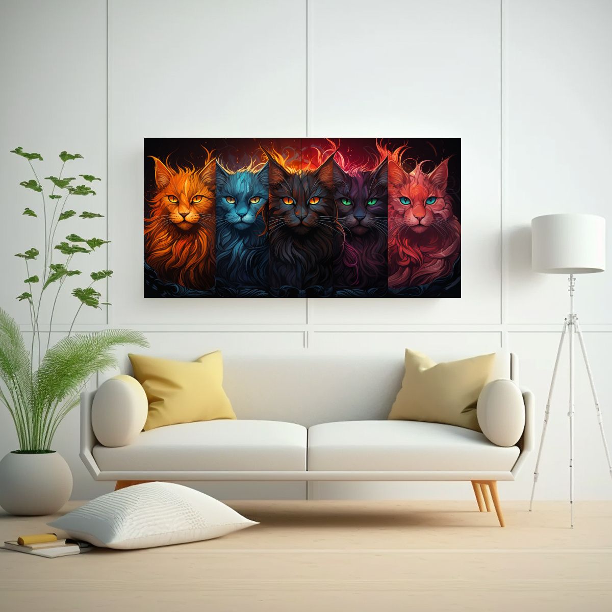 GENERICO - Pinturas De Decoración Estilo Gatos De Nueve 100x50 Cm