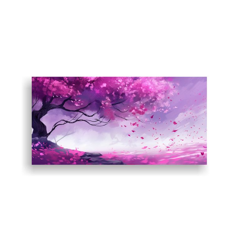 GENERICO - Cuadro Abstracto Morado Invoca La Primavera 100x50 Cm