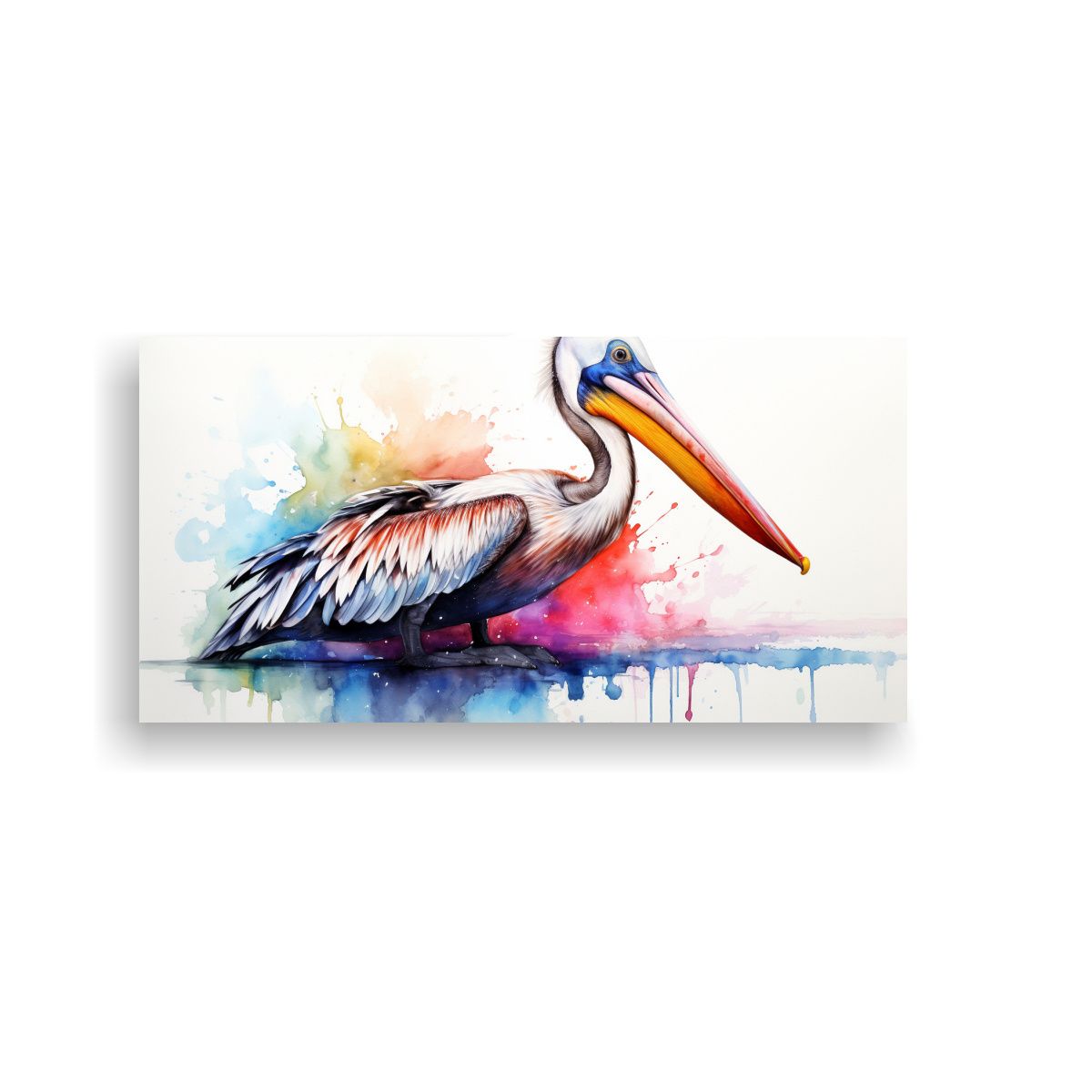 GENERICO - Cuadro De Pelícano Colorido En Estilo Acuarela 100x50 Cm