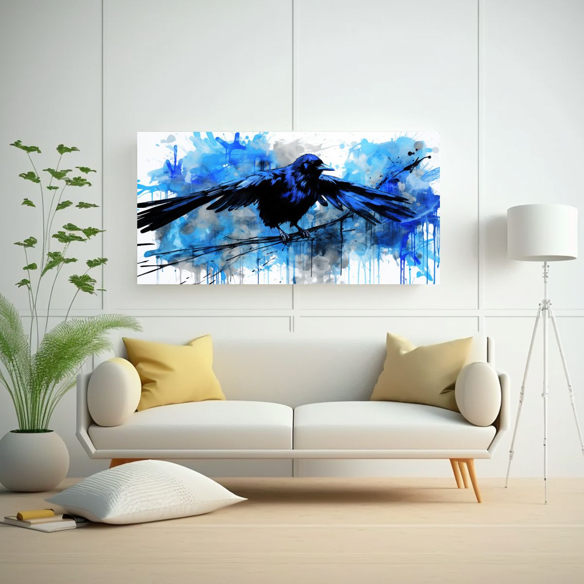 GENERICO - Arte De Pared Cuervos Y Ravens En Azul Neo Pop 60x30 Cm
