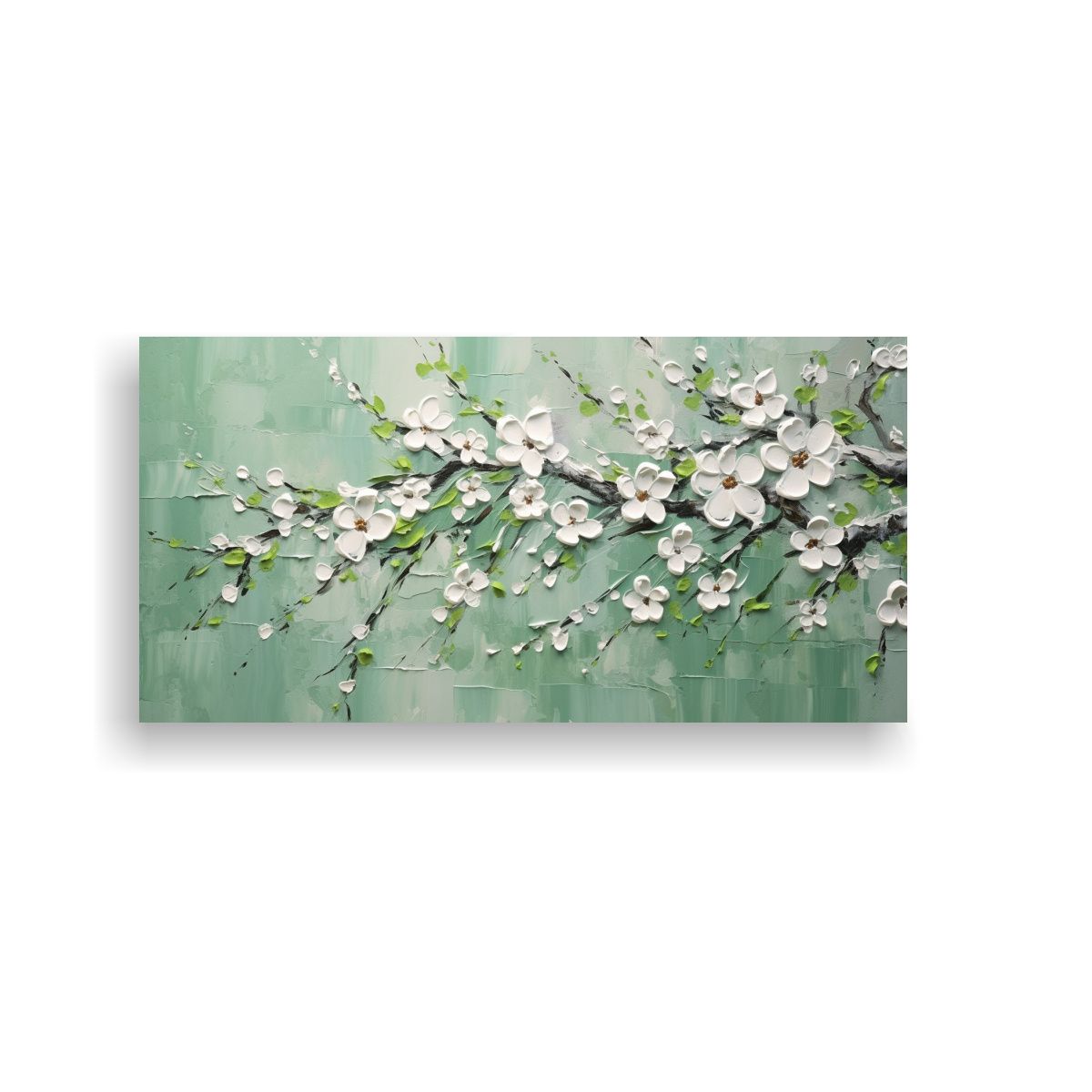 GENERICO - Pintura En Lienzo De Flores De Cerezo Verde 60x30 Cm