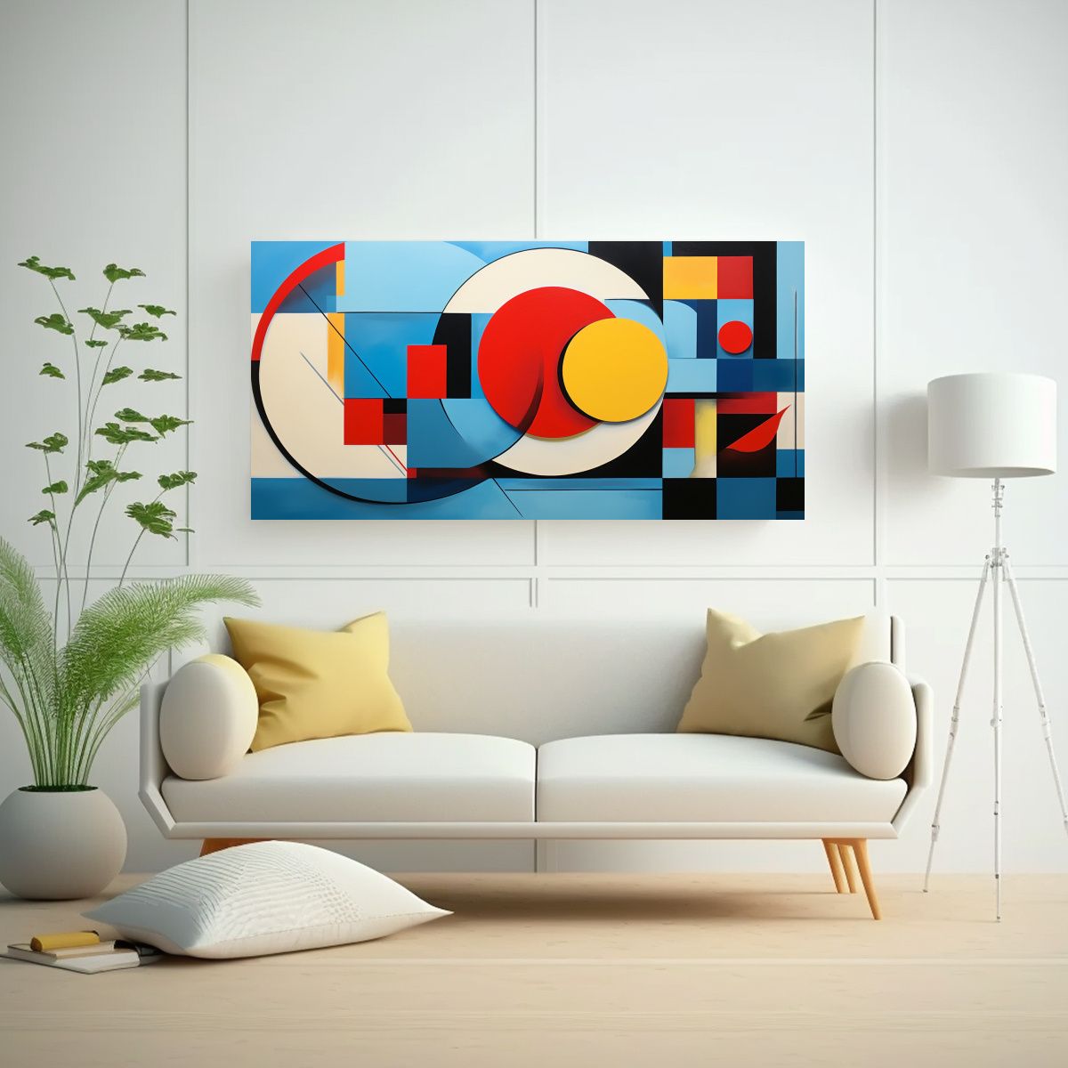 GENERICO - Cuadro Abstracto Geométrico Con Colores 80x40 Cm