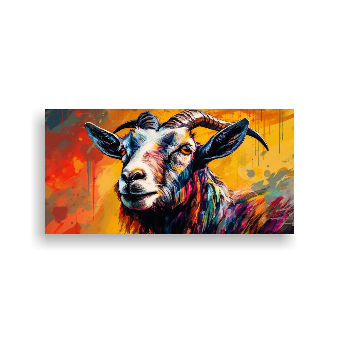 GENERICO - Pintura Al Estilo óleo Colorida De Una Cabra En 60x30 Cm