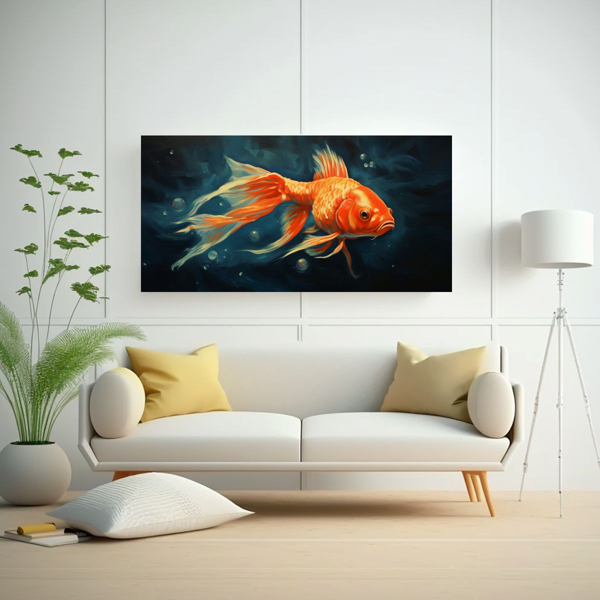 GENERICO - Cuadro Creativo Belleza Goldfish Estilo Pintura 80x40 Cm