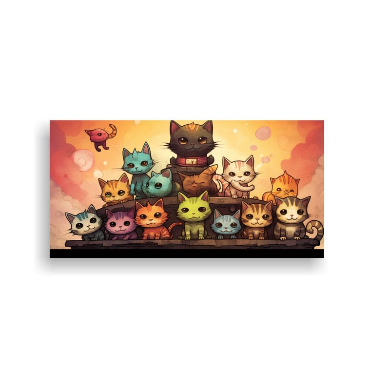 GENERICO - Pinturas Decorativas De Gatos De Muchos Colores 80x40 Cm