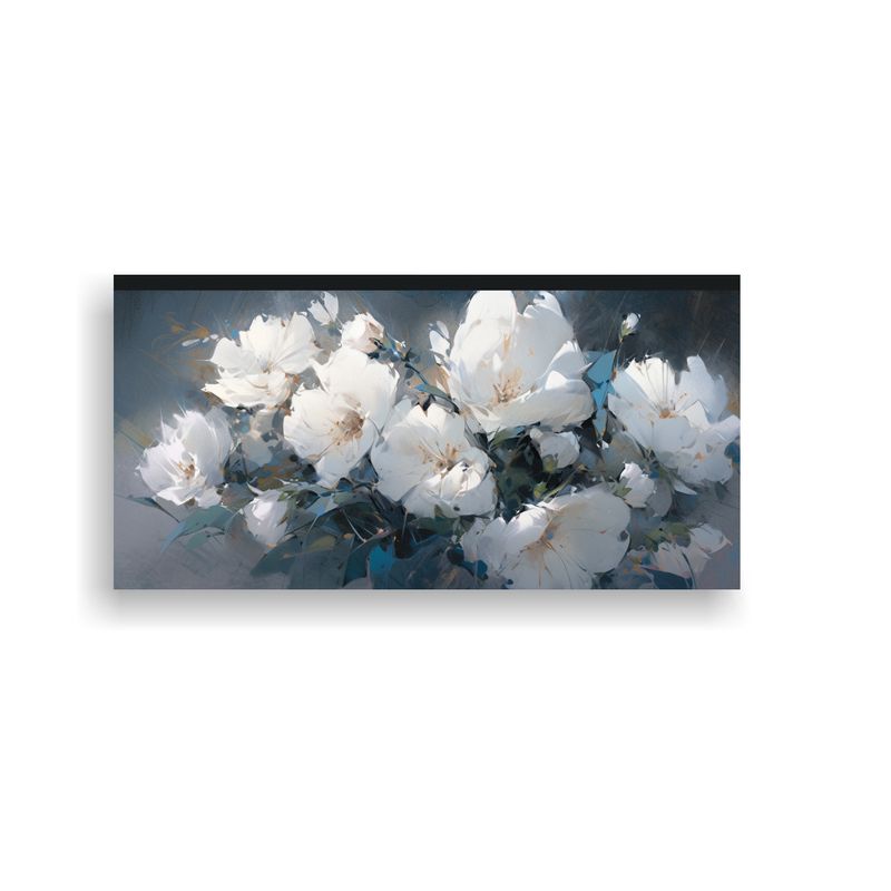 GENERICO - Tela En Bastidor Decorativo Con Flores Blancas Y 100x50 Cm