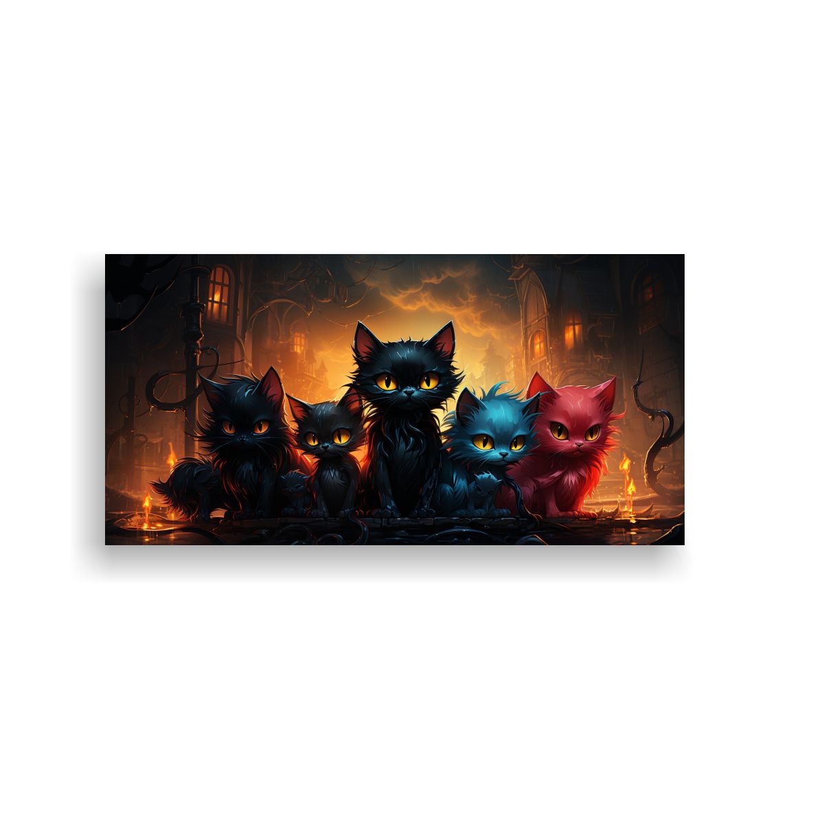 GENERICO - Lienzo De Tela Comedor Monstruos Gatitos Malvados 60x30 Cm
