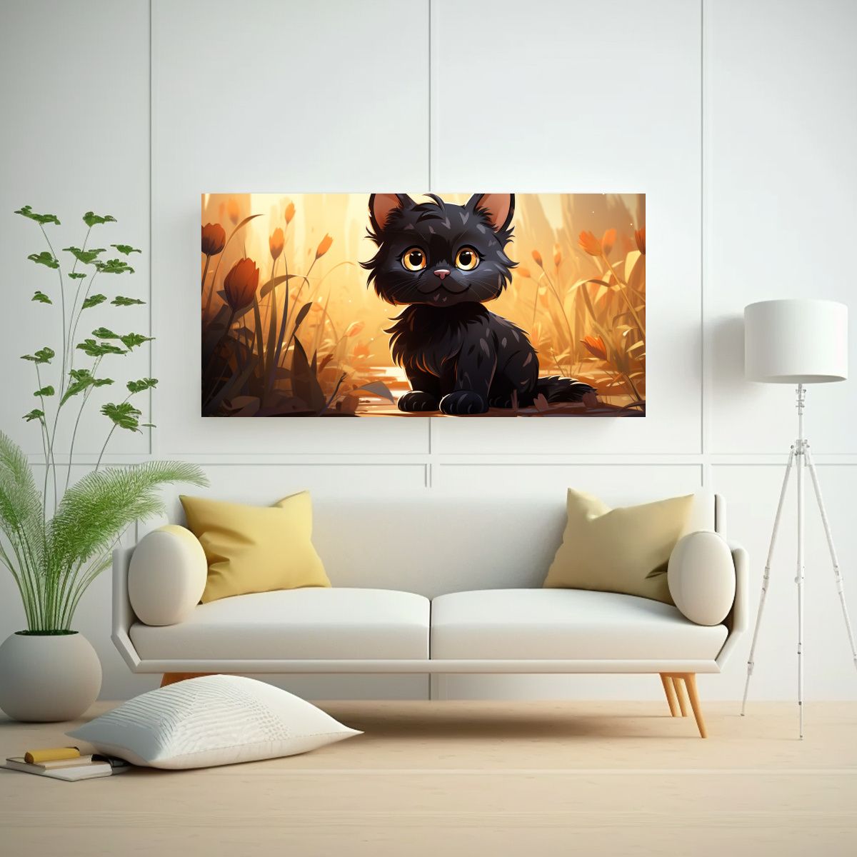 GENERICO - Cuadros Decorativos De Gatitos Negros Adorables 80x40 Cm