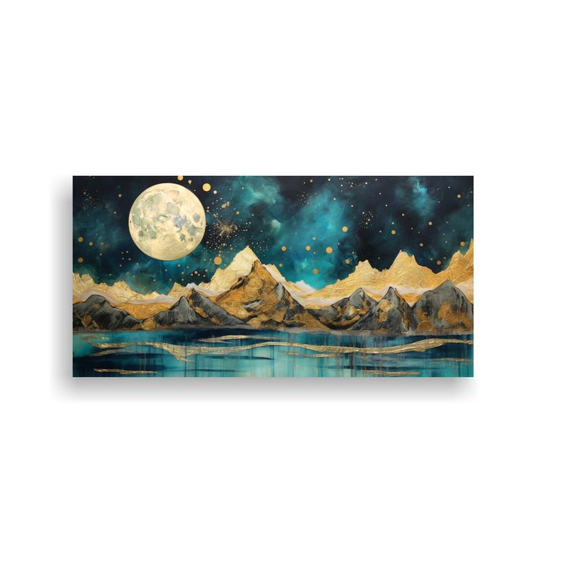 GENERICO - Cuadro Montañas Con Luna Tonos Exposición 60x30 Cm