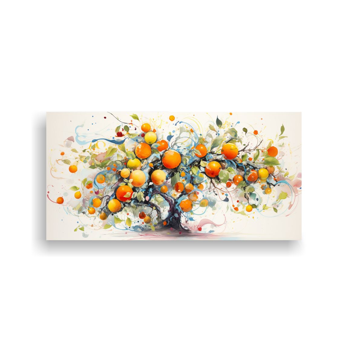 GENERICO - Pintura Acuarela árbol Naranja Colores Vibrantes 100x50 Cm