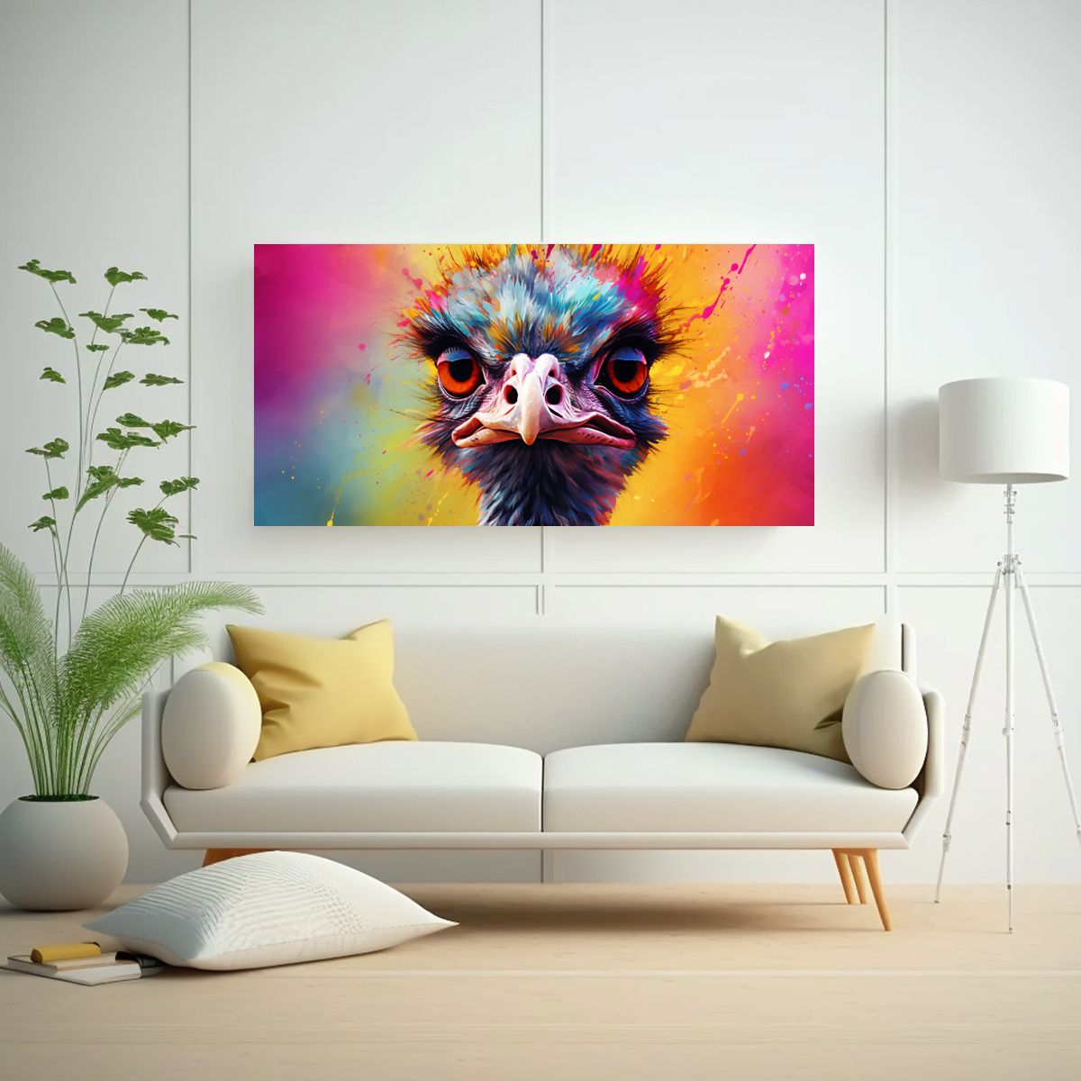 GENERICO - Pintura Surrealista De Avestruz En Estilo óleo 100x50 Cm