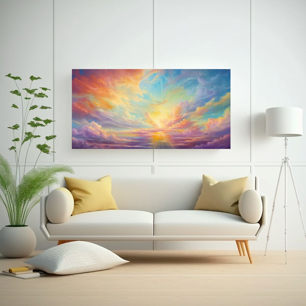 GENERICO - Pintura Abstracta Relieve Cielo Matinal Con 100x50 Cm