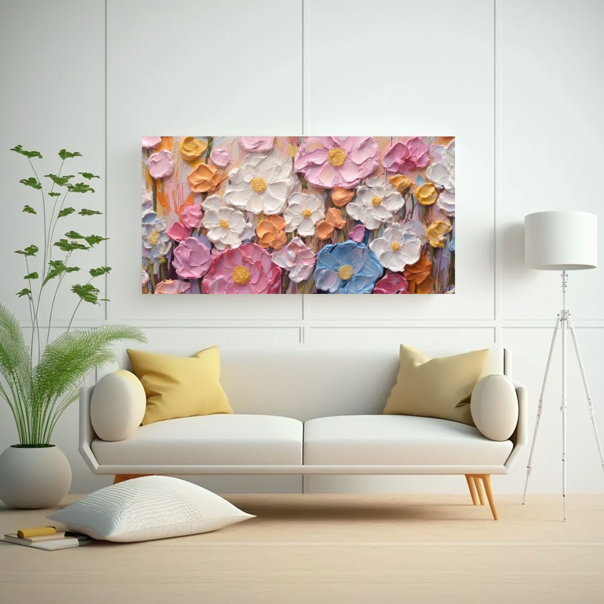 GENERICO - Pinturas únicas De Flores En Acrílico Tipo 100x50 Cm