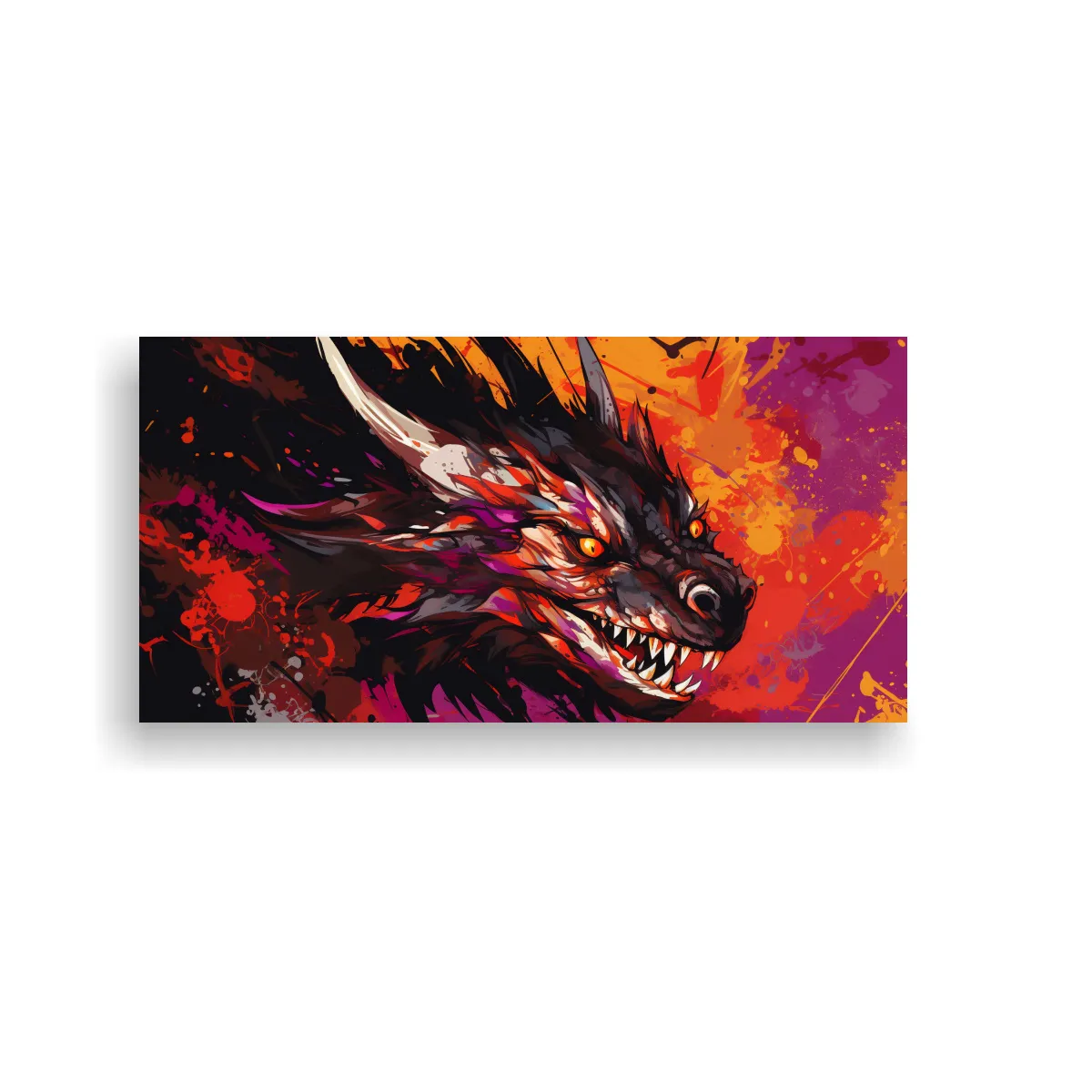 GENERICO - Cuadro Acuarela Impactante Dragón En Colores 60x30 Cm