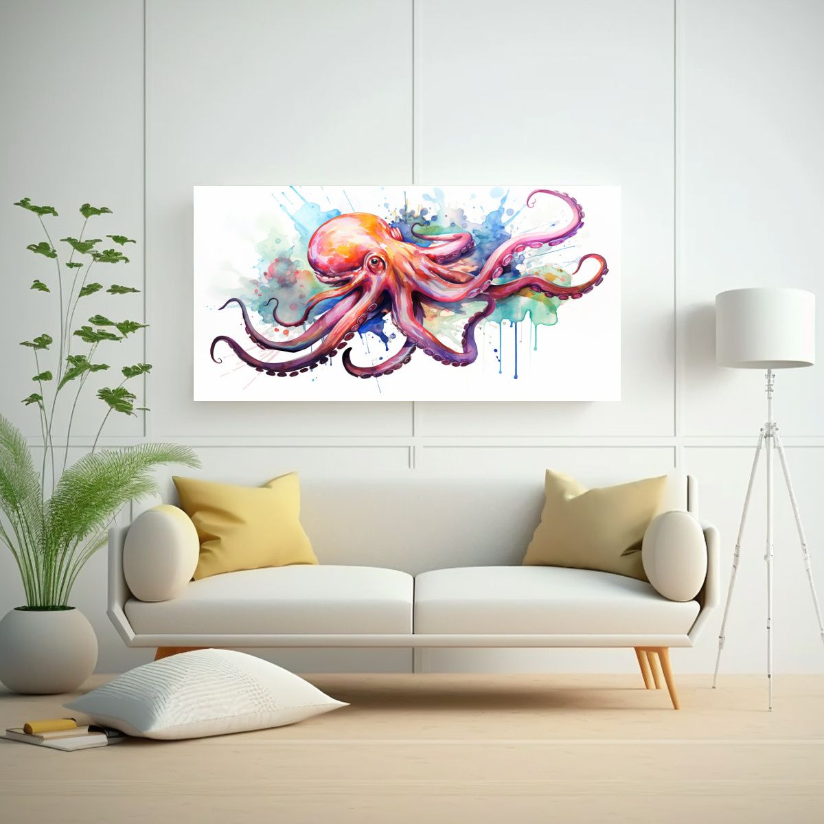 GENERICO - Cuadro Decorativo De Squid En Tonos Alabastro 80x40 Cm