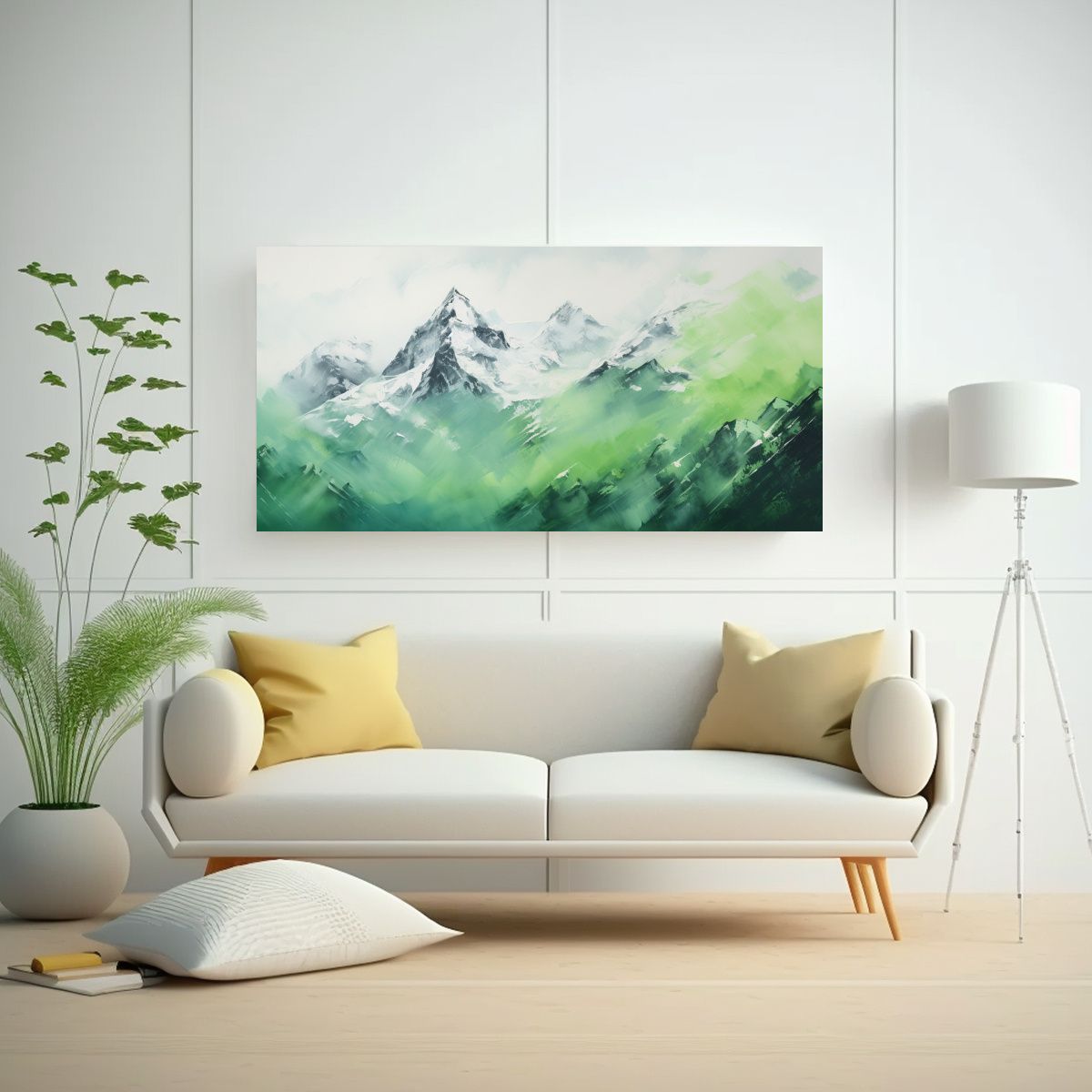 GENERICO - Cuadro Abstracto Innovador Montañas Nevadas Con 60x30 Cm