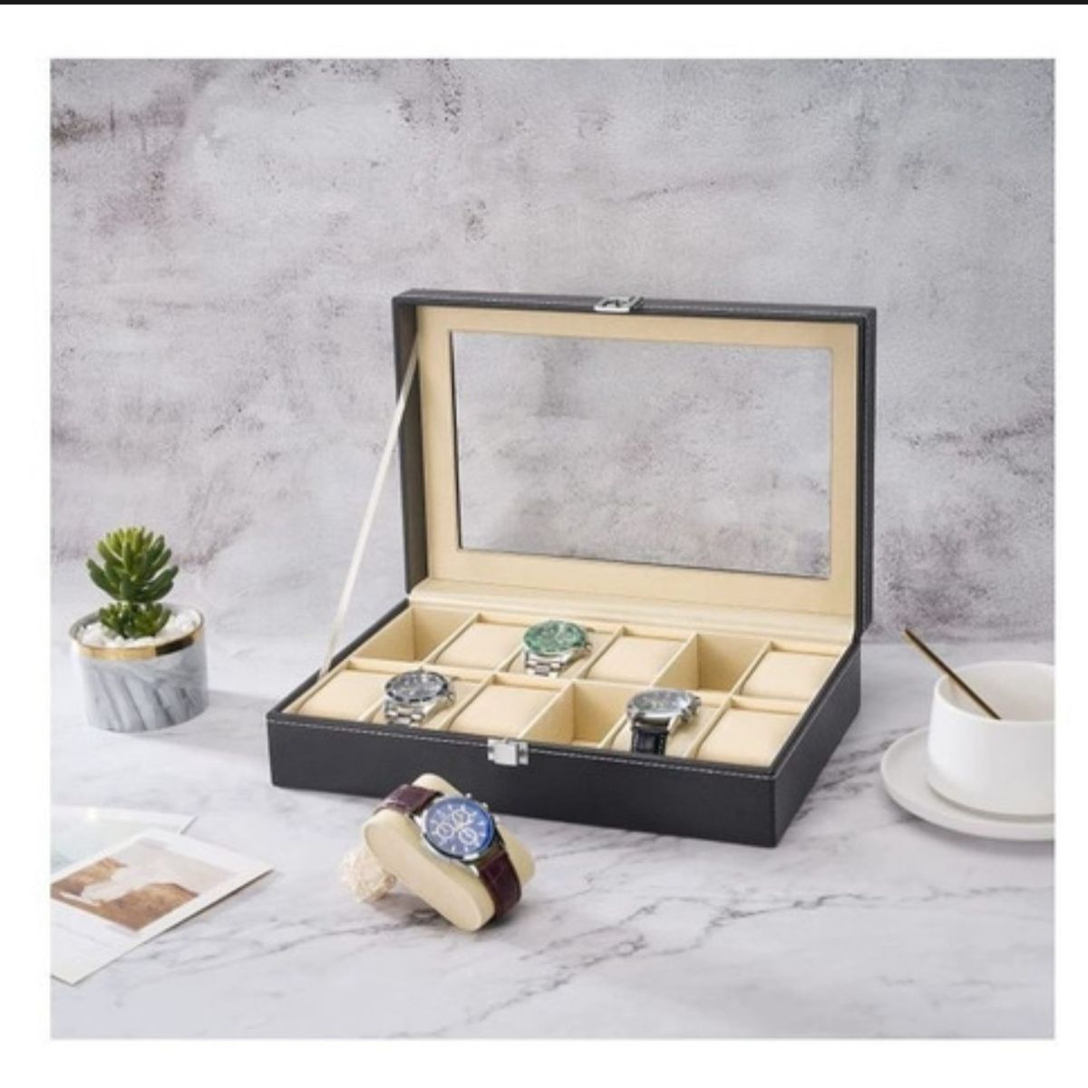 GENERICO - Estuche Caja De Organizador  Reloj 12 Compartimiento
