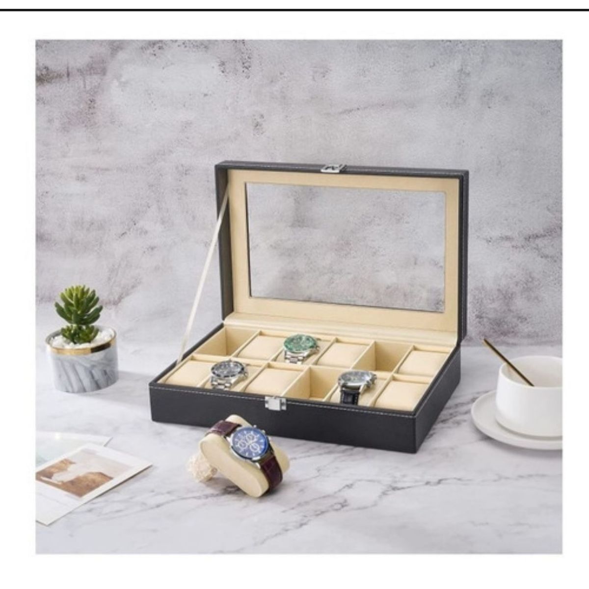 GENERICO - Estuche Caja De Organizador  Reloj 12 Compartimiento