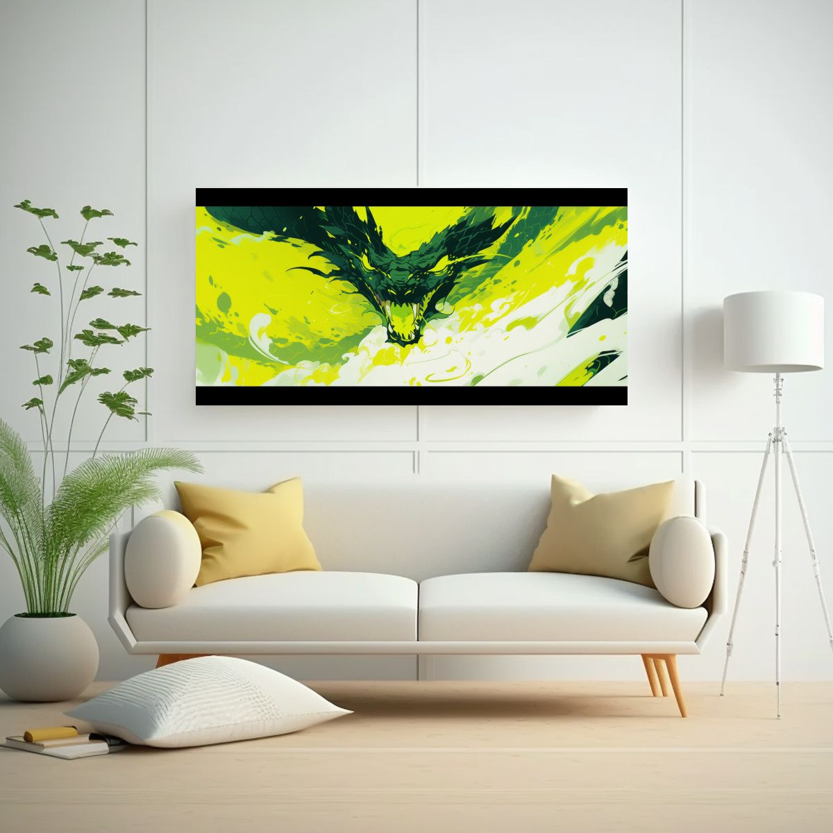 GENERICO - Cuadro Tela Bastidor Venta Efecto Visual Dragón 80x40 Cm