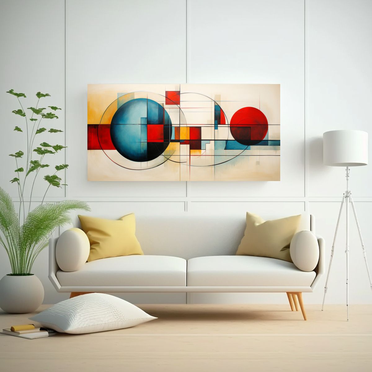 GENERICO - Cuadros Abstractos Geométricos Modernos En Tela 60x30 Cm