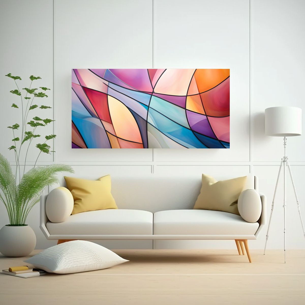 GENERICO - Pintura Abstracta En Estilo Vitral Elegante 100x50 Cm