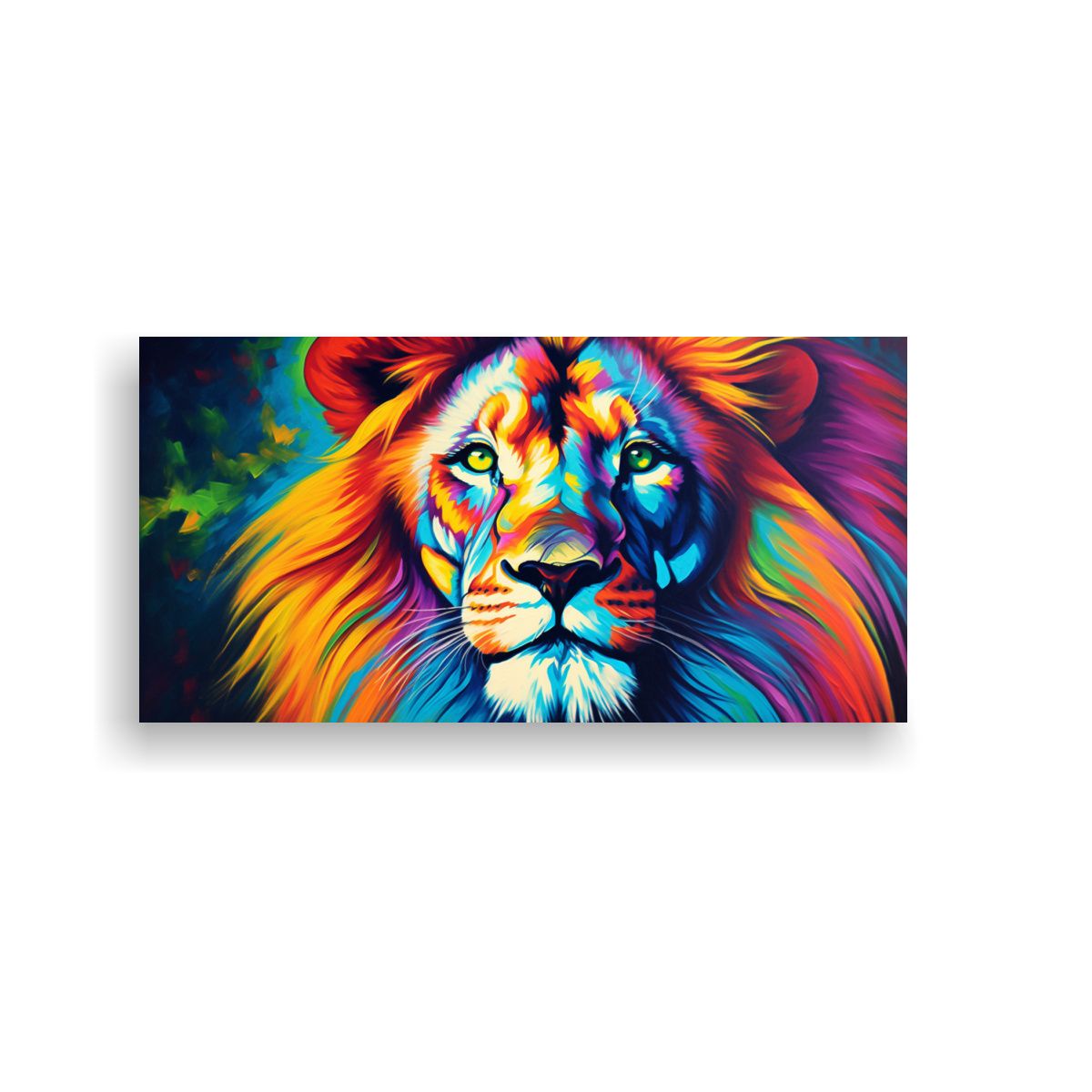 GENERICO - Cuadro León Estilo Pintura Al Estilo Óleo 60x30 Cm