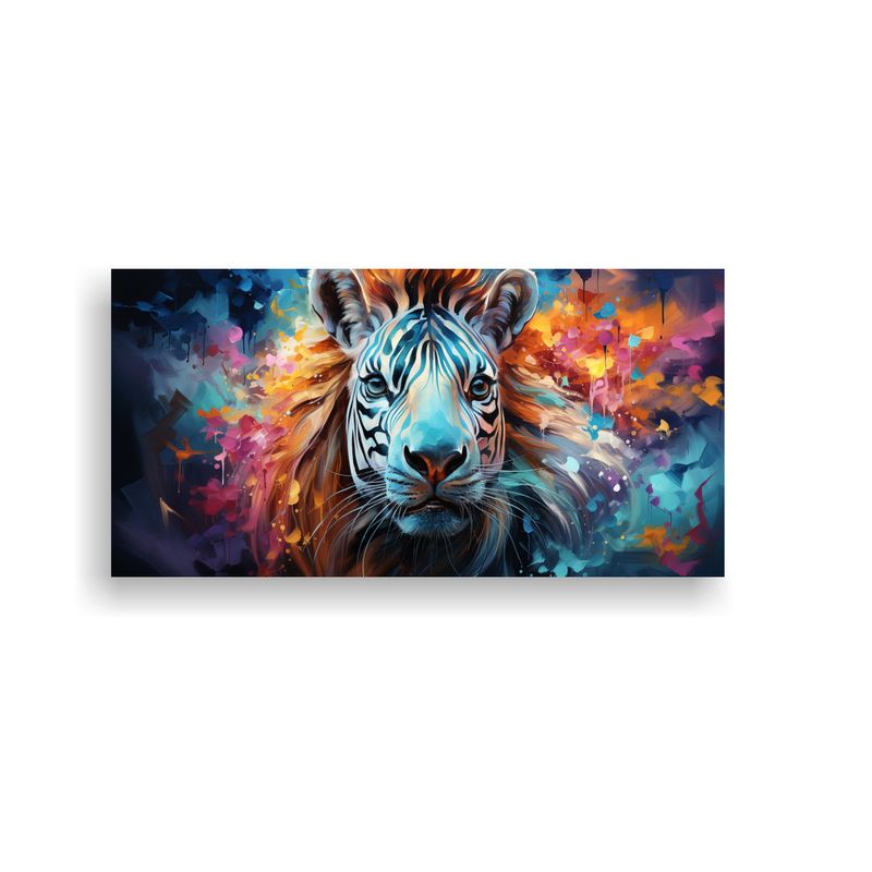GENERICO - Cuadro Zebra Movimiento Colorido Acuarela Maestra 100x50 Cm