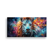 GENERICO - Cuadro Zebra Movimiento Colorido Acuarela Maestra 100x50 Cm