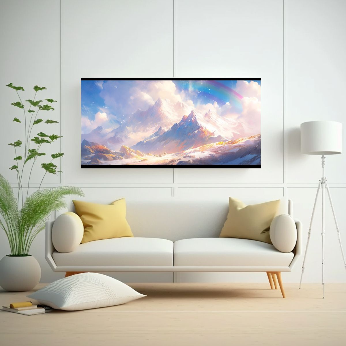 GENERICO - Pintura Abstracta De Montañas Nevadas Y 60x30 Cm