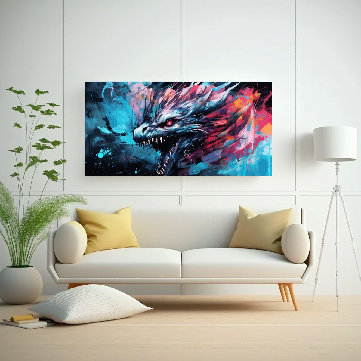 GENERICO - Pintura Decorativa Dragon En Colores Vibrantes Y 100x50 Cm