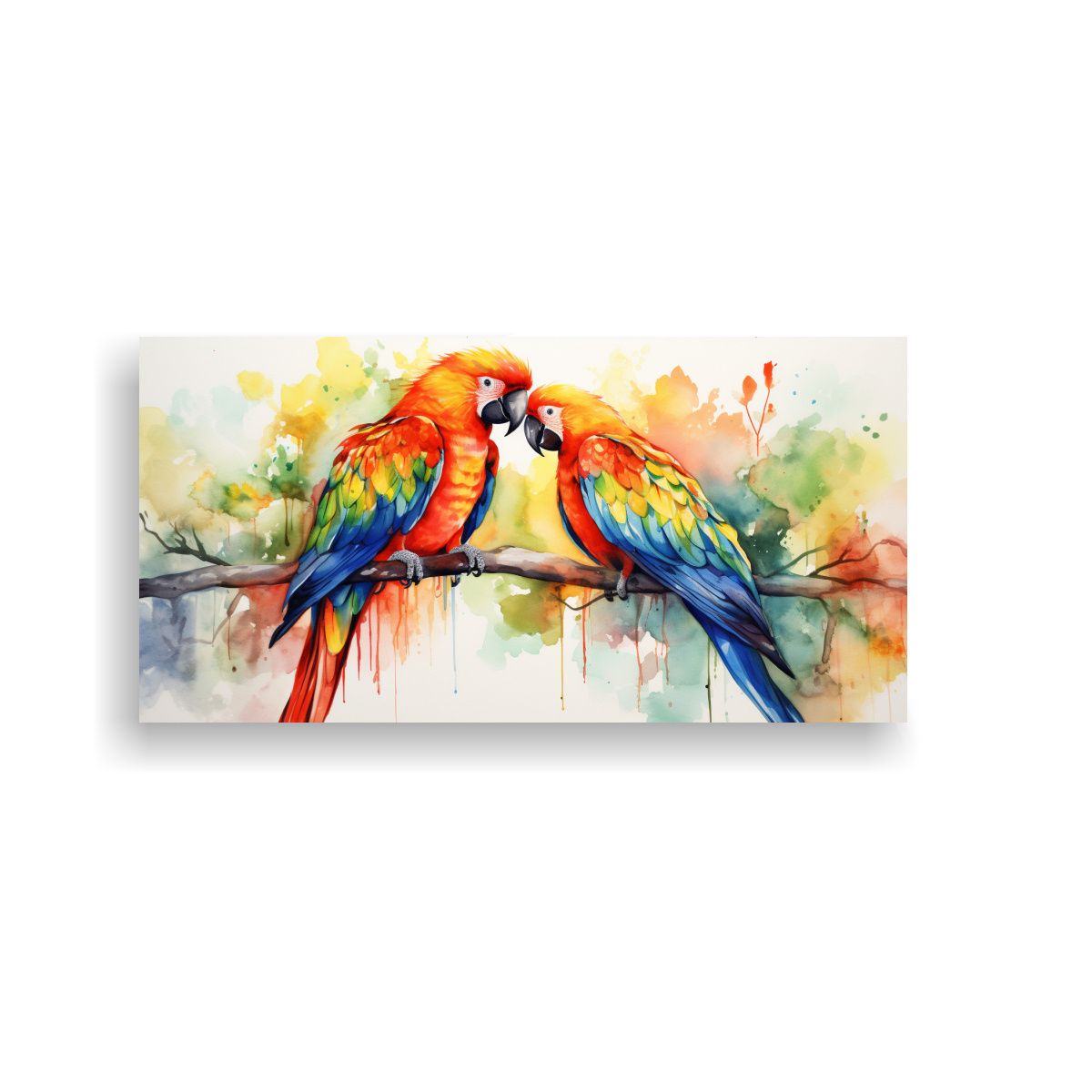 GENERICO - Pintura Estilo Acuarela De Loros De Safari En 100x50 Cm