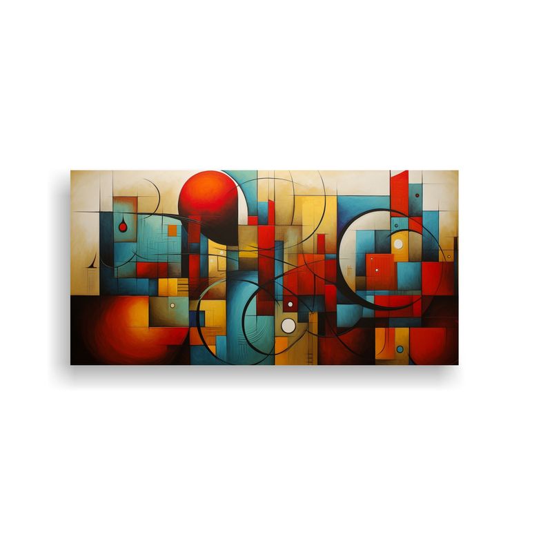 GENERICO - Cuadro Abstracto Moderno Expresionismo Alegre 100x50 Cm