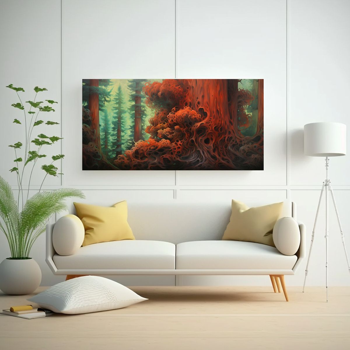 GENERICO - Pintura Abstracta De Un árbol De Secuoya 80x40 Cm