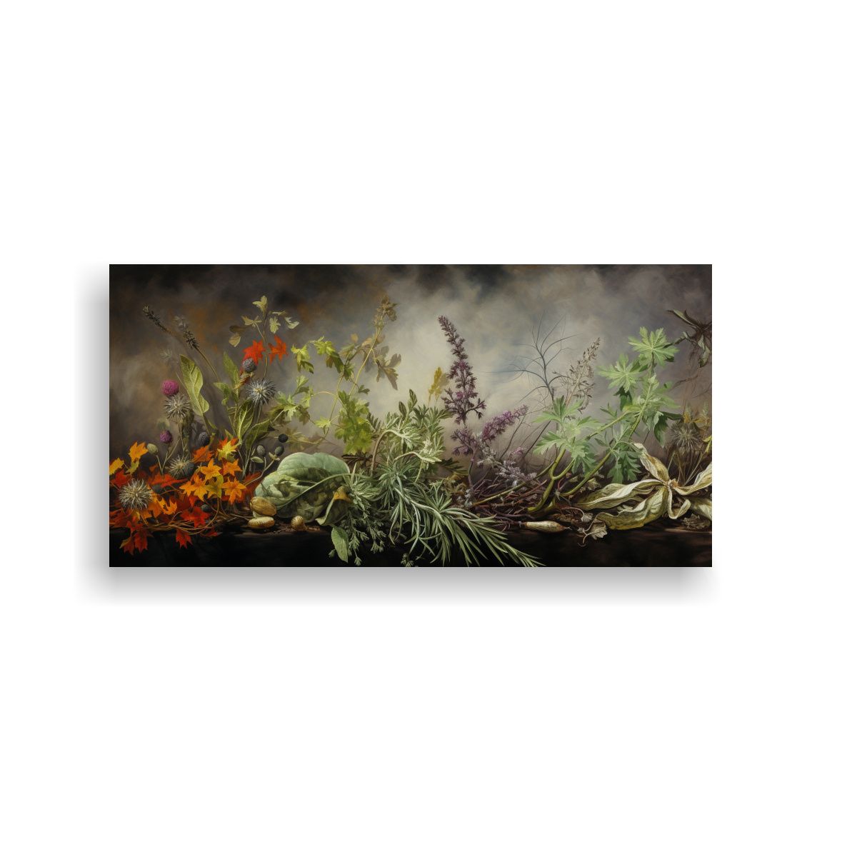 GENERICO - Pintura Abstracta Con Hierbas De Alta Calidad En 80x40 Cm