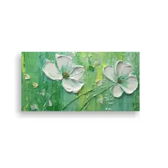 GENERICO - Pintura Al Estilo óleo Abstracta Verde Con 100x50 Cm