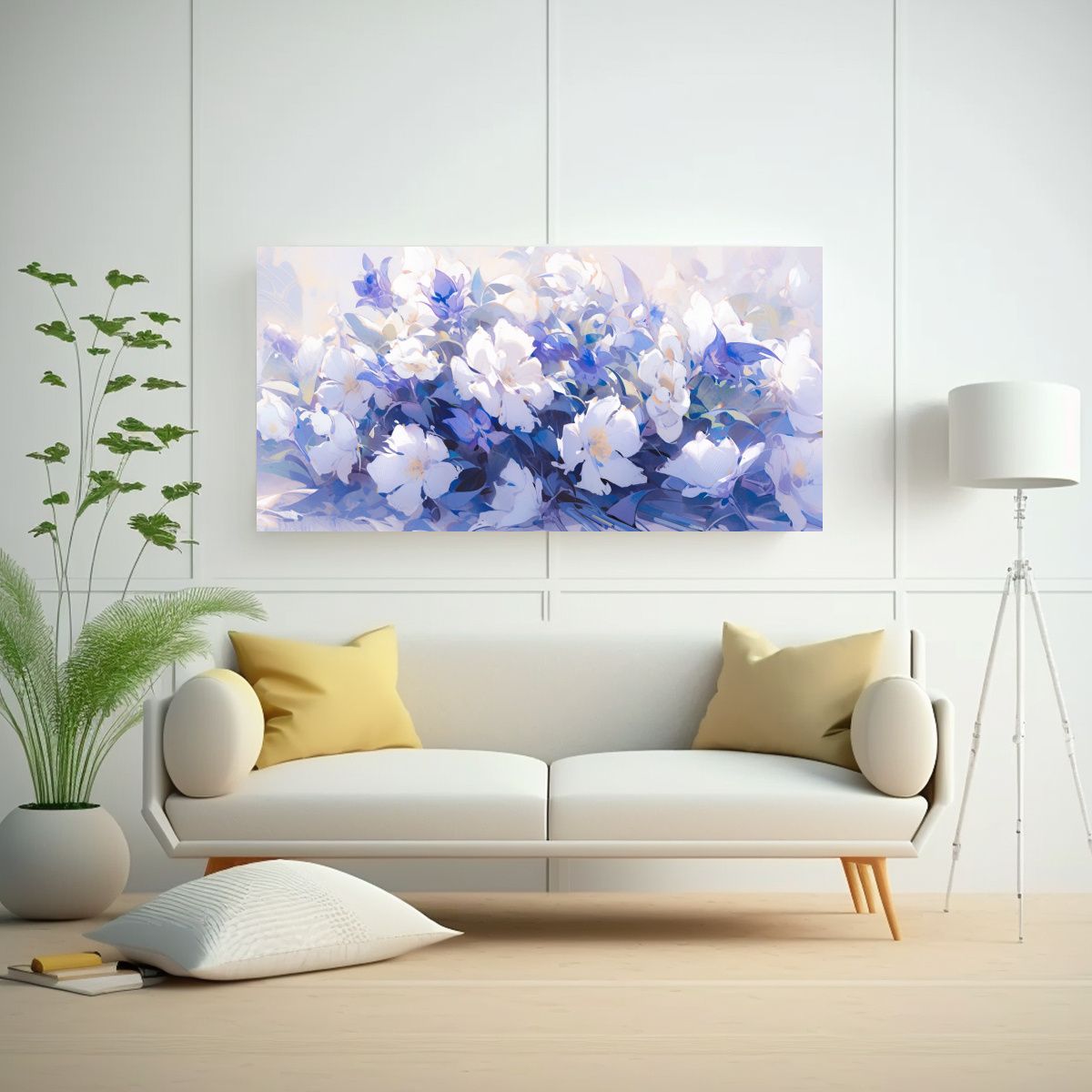 GENERICO - Pintura Lienzo Esquema De Flores Moradas Y 80x40 Cm