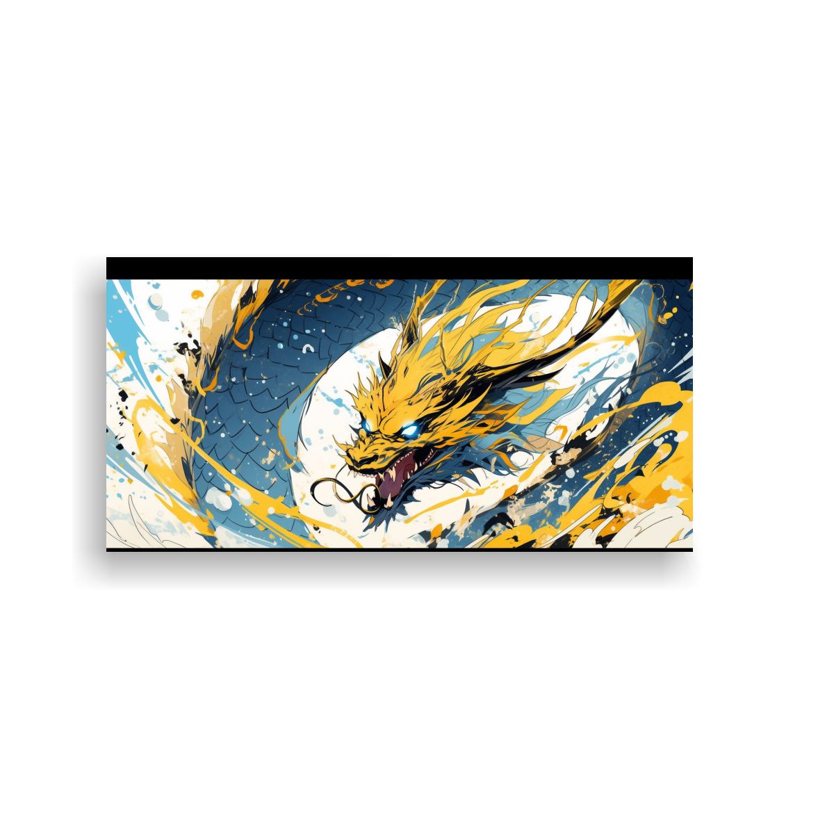 GENERICO - Cuadro Tela Canvas Dragón Amarillo Y Azul 100x50 Cm
