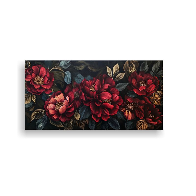 GENERICO - Cuadro Floral Intenso De Peonías Rojas Para 80x40 Cm