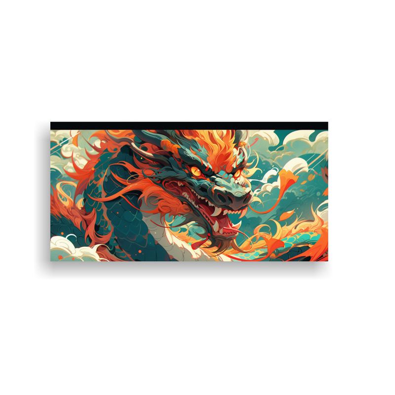 GENERICO - Pinturas Decorativas En Lienzo Dragón Turquesa 60x30 Cm