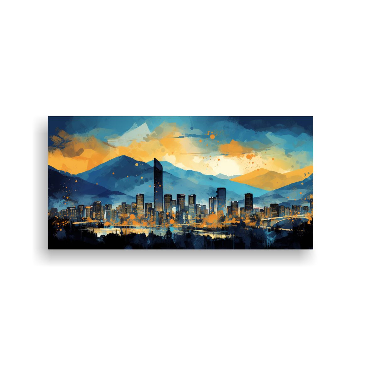 GENERICO - Pinturas Decorativas Vintage En Oro Y Azul Para 60x30 Cm