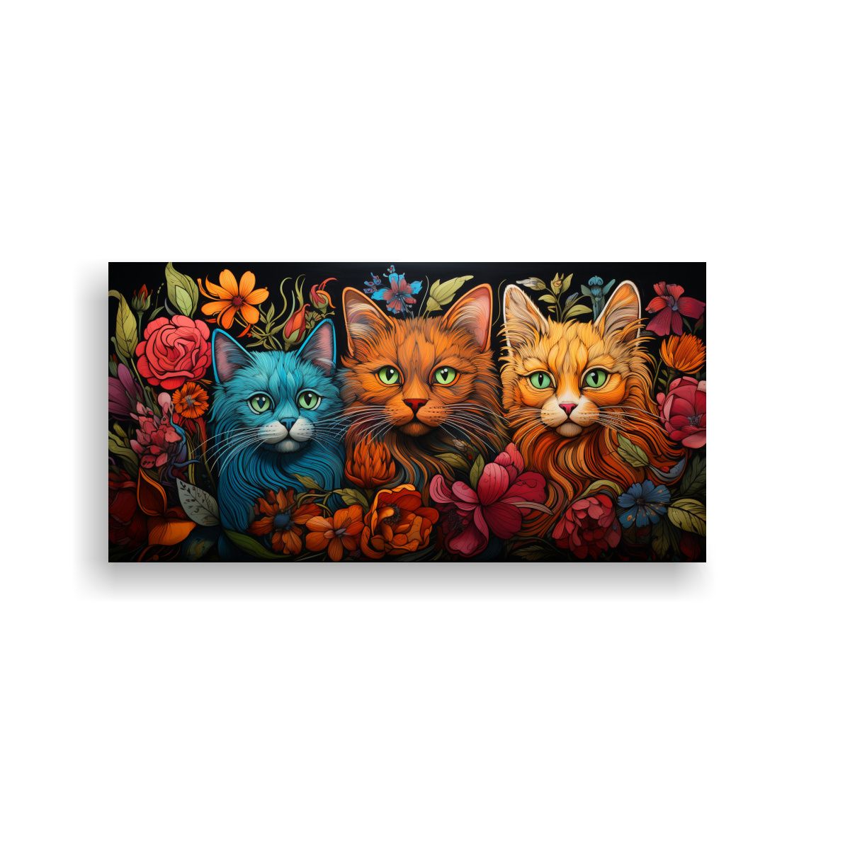 GENERICO - Pintura Digital Lienzo Gatos Vidriera Regalo Arte 60x30 Cm