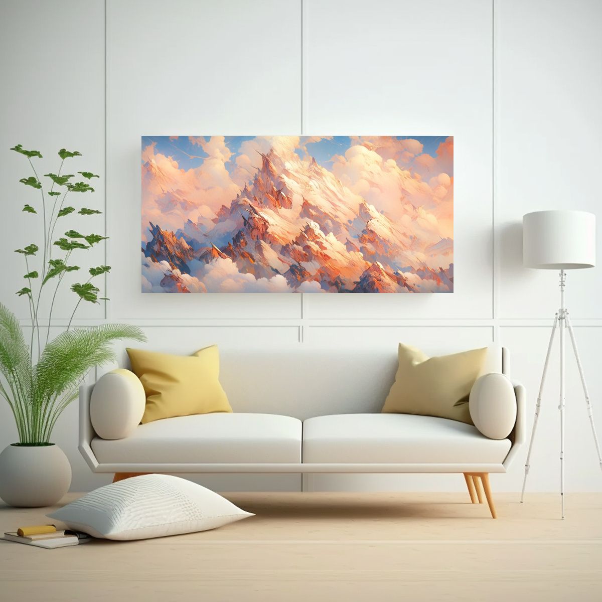GENERICO - Pintura Abstracta De Montañas Nevadas Con 60x30 Cm